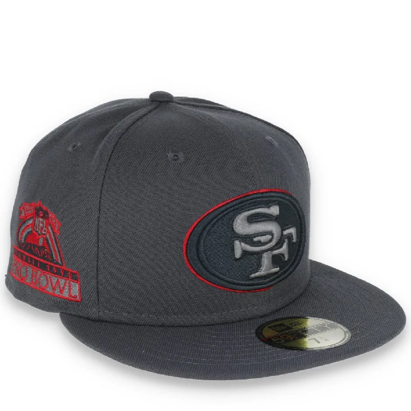 Iconic Hat-NEW ERA SAN FRANCISCO 49ERS 1990 PRO BOWL SIDE PATCH SCRIPT 59FIFTY FITTED HAT-GREY/RED