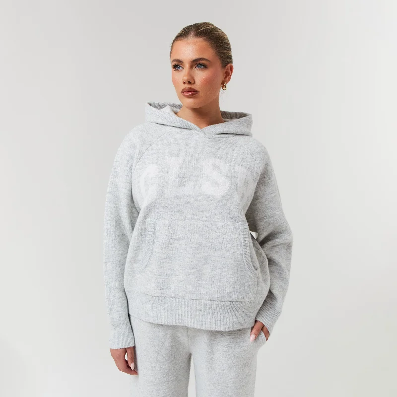 Fall Hoodie-Knit Hoodie | Light Grey Marl