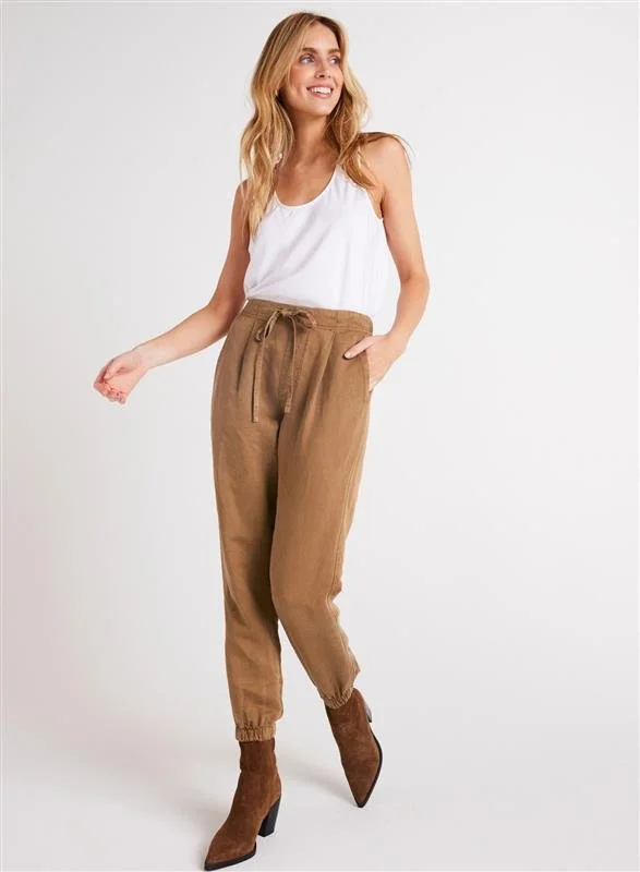 Stretch Joggers-Luna Pleat Front Jogger - Topaz Brown