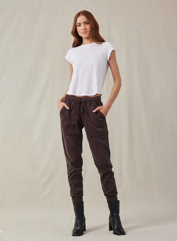 Soft Cotton Pants-Pocket Jogger - Chestnut Brown