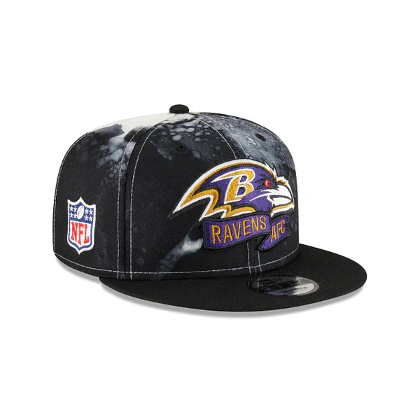 Hiking Outdoor Hat-New Era Baltimore Ravens Ink Dye 9FIFTY Snapback Hat-Black