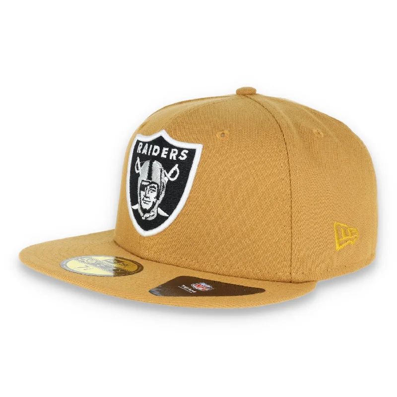 Customizable Hat-Las Vegas Raiders New Era 59Fifty Fitted Hat- Panama Tan