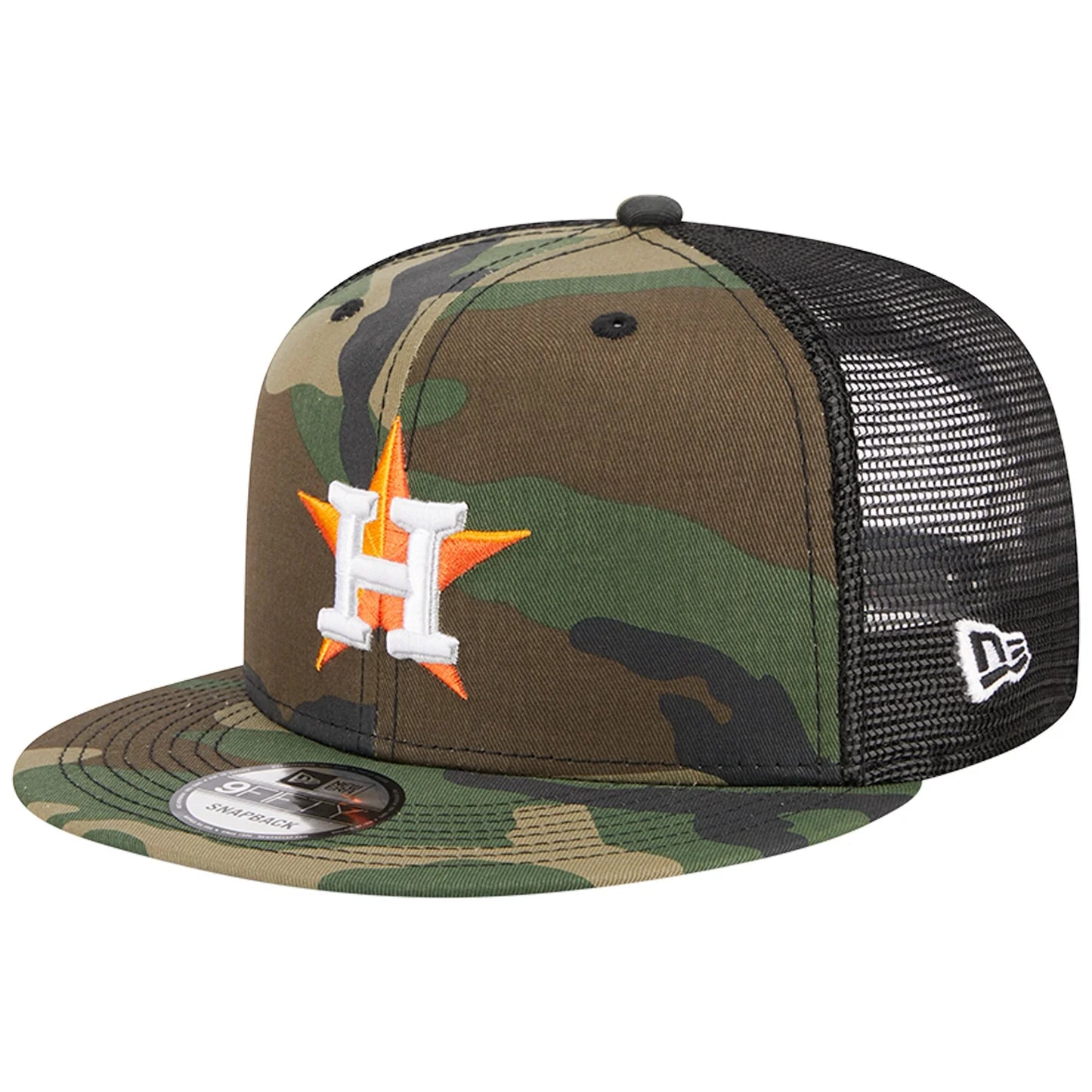 Adjustable Hat-New Era Houston Astros Woodland Trucker 9FIFTY Snapback-Camo/Black