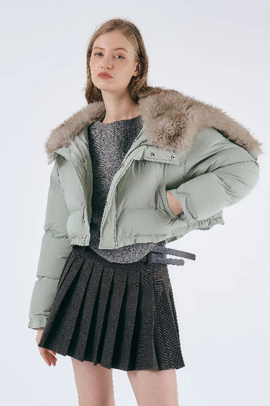 Eco-Conscious Jacket-Evie Faux Fur Trim Puffer Jacket