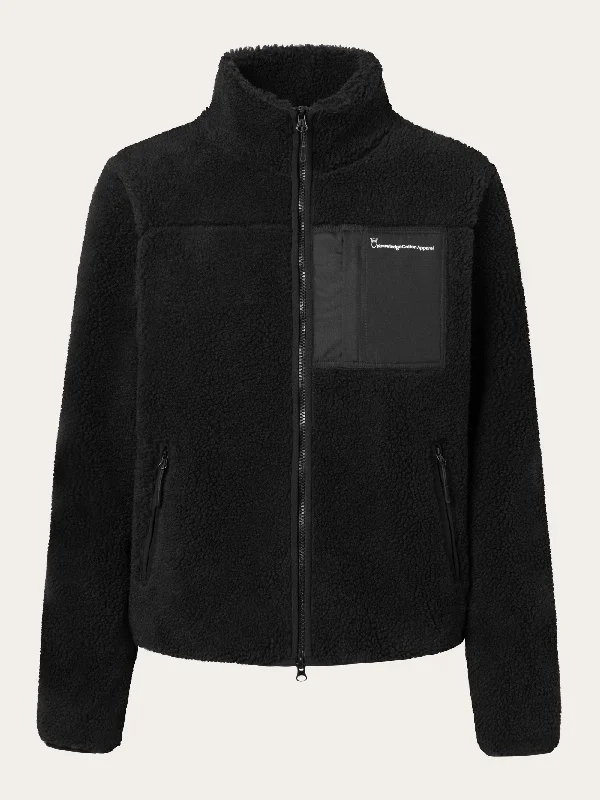 Outdoor Adventure Jacket-Teddy high neck zip jacket - Black Jet