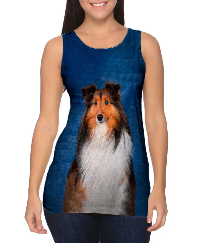 Stretch Fit Tank-Sheltie With Green Eyes