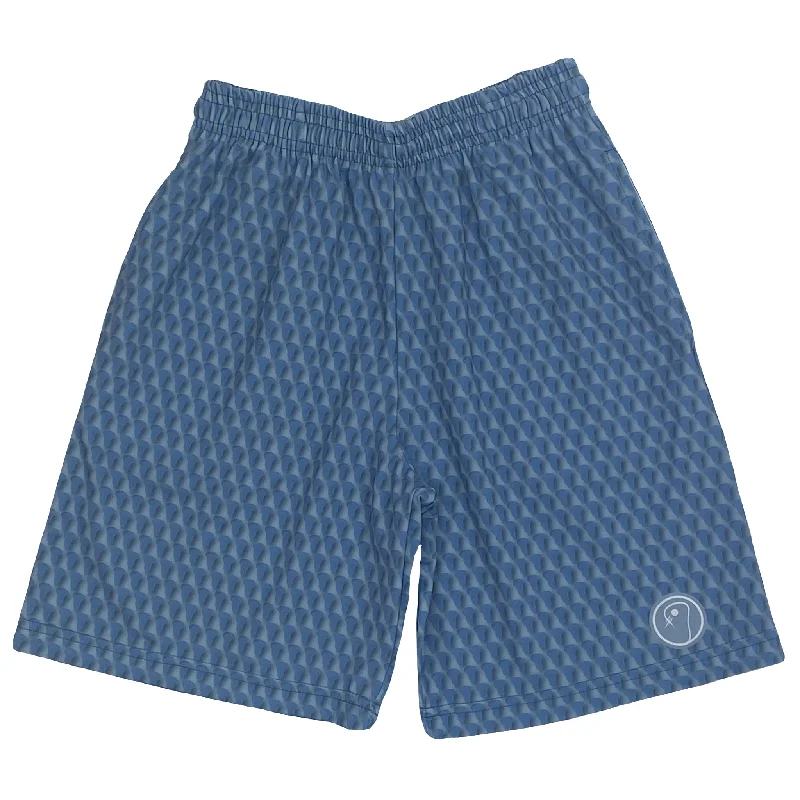 Gym Shorts-Boys 3D Lacrosse Shorts - Blue and Gray