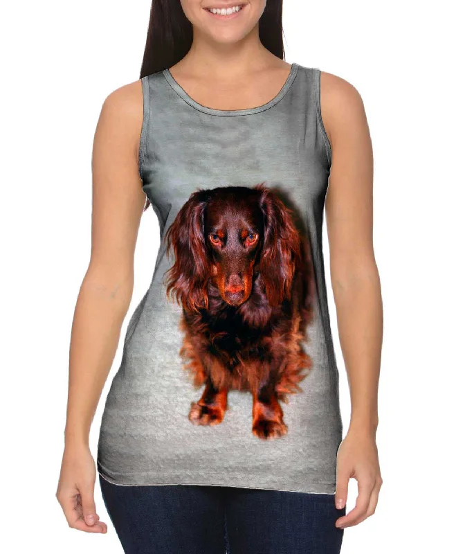 Summer Tank-Shy Brown Dachshund