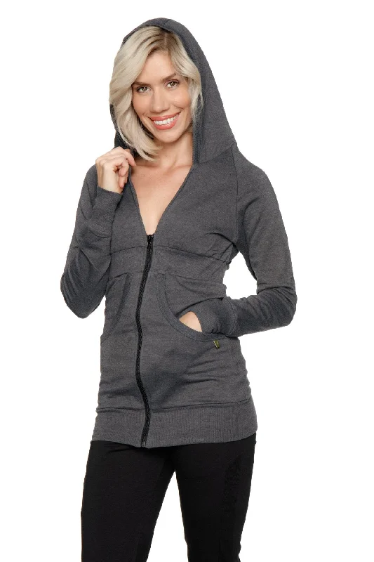 Rain Jacket-Zip-up Long Body Travel Hoodie Jacket (Charcoal)