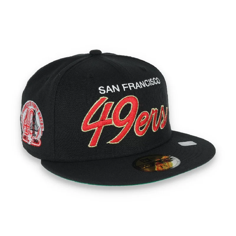 Cold Weather Hat-NEW ERA SAN FRANCISCO 49ERS SCRIPT 40TH ANNIVERSARY SIDE PATCH 59FIFTY FITTED HAT-BLACK