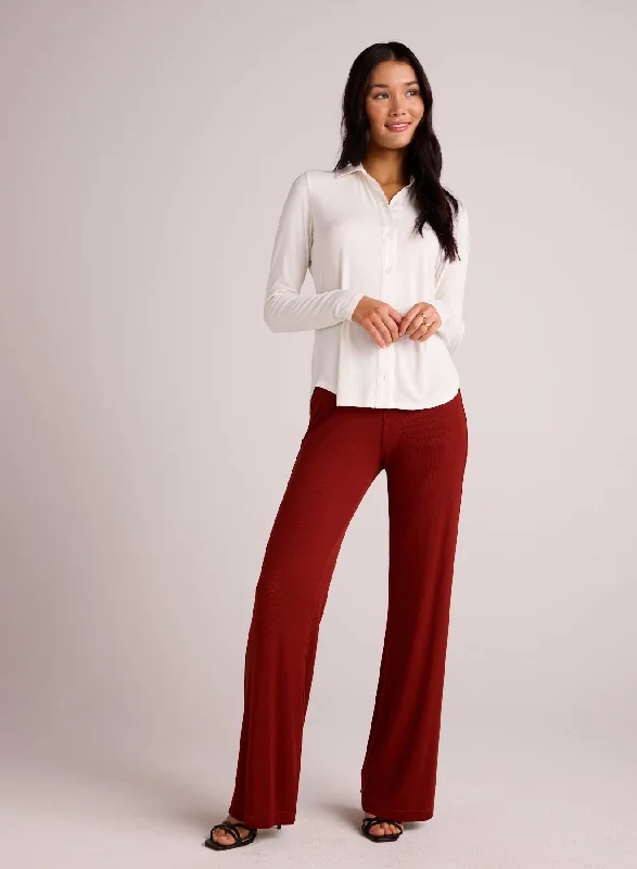 Khaki Pants-Rib Wide Leg - Rustic Red