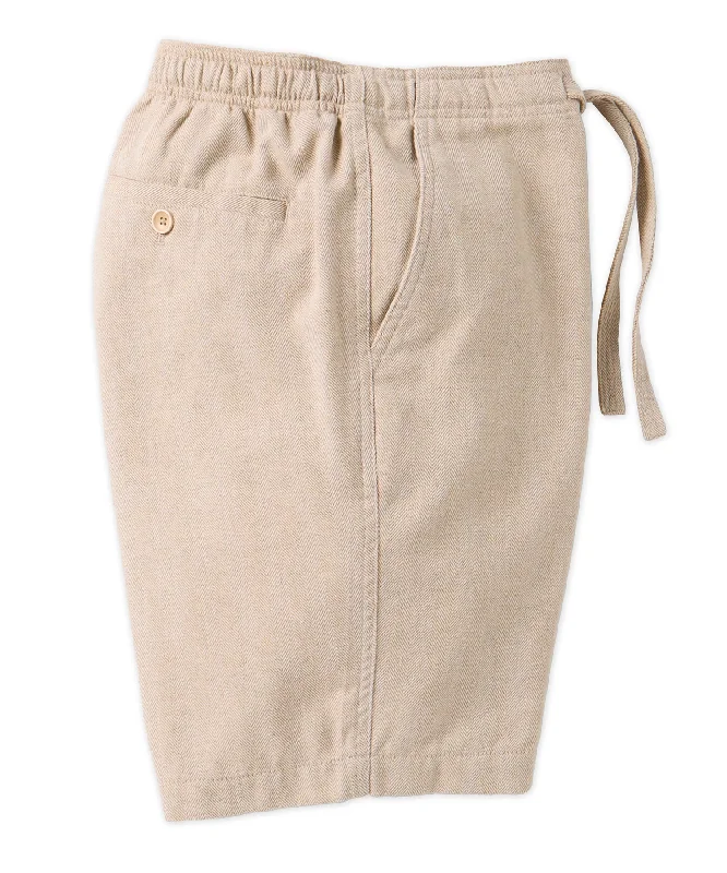 Modern Shorts-Cotton-Blend Herringbone Drawstring Shorts