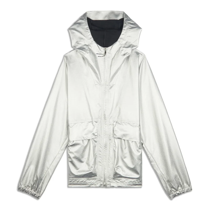 Windproof Jacket-lululemon lab Hooded Metallic Jacket - Resale