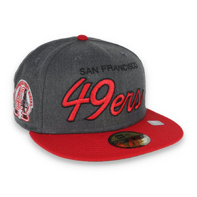 Adjustable Hat-NEW ERA SAN FRANCISCO 49ERS SCRIPT 40TH ANNIVERSARY SIDE PATCH 59FIFTY FITTED HAT-HEATHER