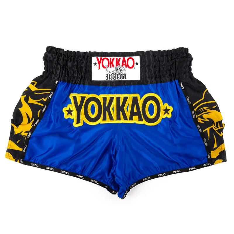 Floral Print Shorts-Original Muay Thai Shorts Gold