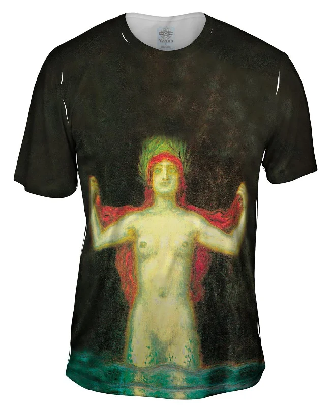 Designer Print T-Shirt-Franz Von Stuck - "Mermaid Wasser"