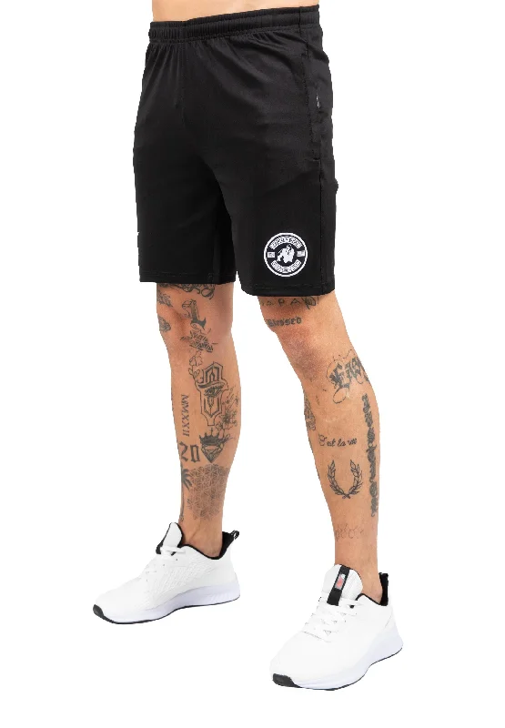 Printed Denim Shorts-Vernon Track Shorts - Black