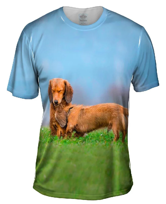 Slogan T-Shirt-Dachshunds Fuzzy Hug