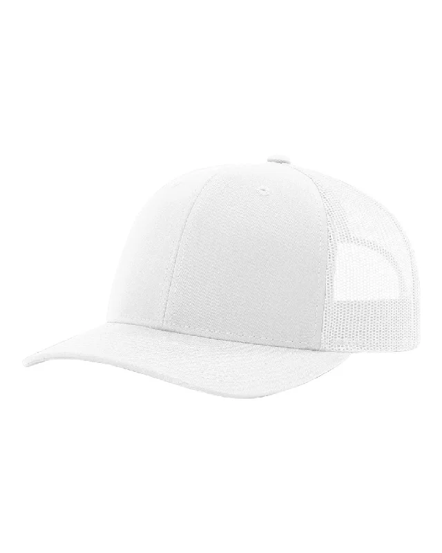 Flat Cap Hat-Pacific Headwear Trucker Mesh 104C Snapback-WHITE