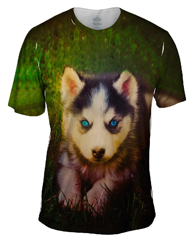 Summer Graphic T-Shirt-Emo Husky Puppy