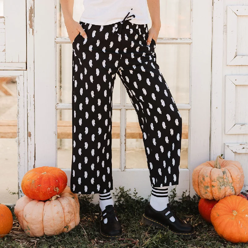 Cool Weather Pants-Spooky Audrey Wide Leg Pants, Ghosts