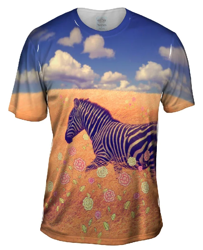 Street Style T-Shirt-Flower Field Zebra