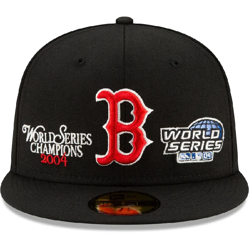 Custom Text Hat-BOSTON RED SOX 2004 WORLD SERIES CHAMPIONS  59FIFTY FITTED-BLACK/WHITE