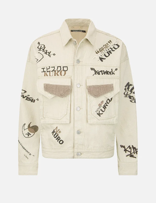 Eco-Friendly Jacket-Monogram Print Denim Jacket