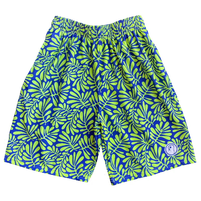 Slim Fit Shorts-Boys Tropical Lacrosse Shorts - Green