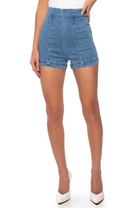 Button Shorts-CLUB HIGH WAISTED DENIM SHORTS