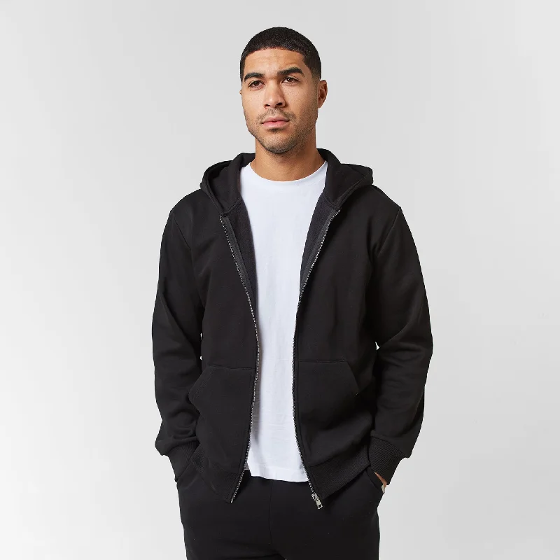 Urban Hoodie-Relaxed Full Zip Hoodie | Black