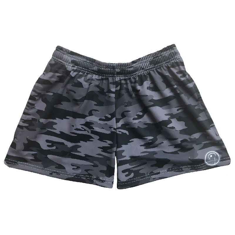 Lightweight Denim Shorts-Womens Camo Lacrosse Shorts - Black