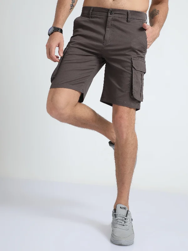 Pockets Shorts-Premium Twill Dark Grey Cargo Shorts