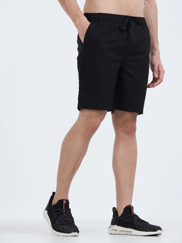 Casual Shorts-Soft Cotton Black Basic Shorts