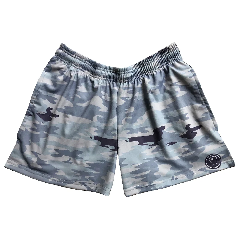 Elastic Waist Shorts-Womens Camo Lacrosse Shorts - Blue