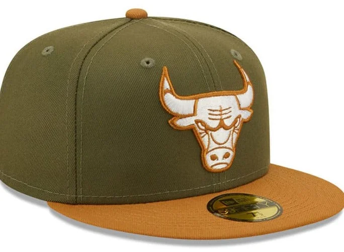 Custom Logo Hat-New Era Chicago Bulls Two-Tone Color Pack 9FIFTY Snapback Hat-Olive/Brown