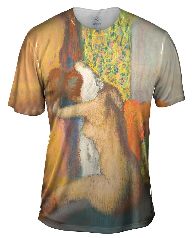 Trendy Print T-Shirt-Edgar Degas - "After the Bath, Woman Drying her Neck" (1898)