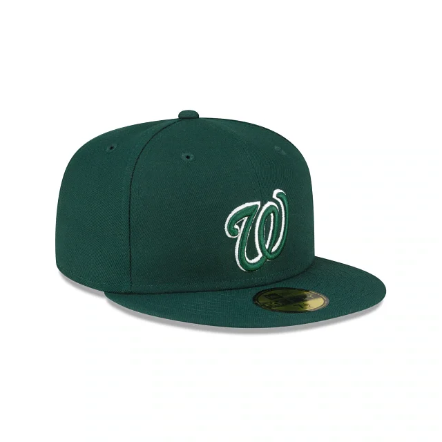 Fashion Statement Hat-New Era Washington Nationals  59FIFTY Fitted Hat- Dark Green