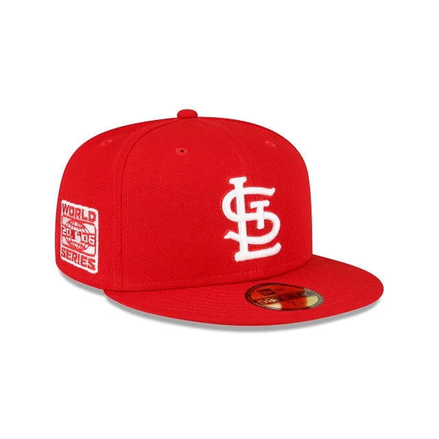 Wool Fedora Hat-New Era St. Louis Cardinals 2006 World Series Side Patch Fitted 59fifty-Scarlet