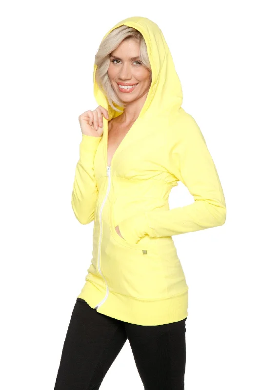 Bomber Jacket-Zip-up Long Body Travel Hoodie Jacket (Tropic Yellow)