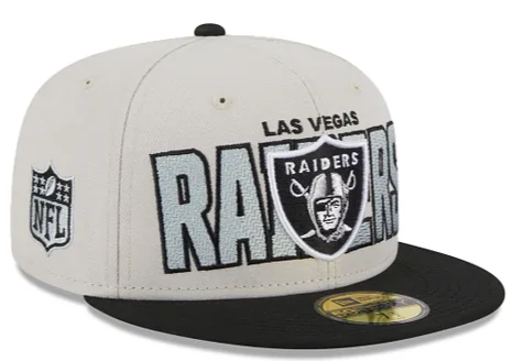 Active Gear Hat-New Era Las Vegas Raiders 2023 NFL Draft On Stage 59FIFTY Fitted Hat-Stone Black