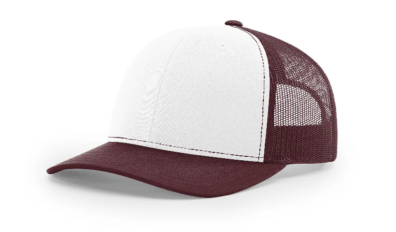 Trendy Hat-Snapback Trucker Cap -White/Maroon