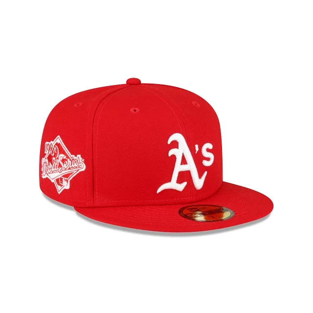 Beach Vacation Hat-NEW ERA OAKLAND ATHLETICS 1989 WORLD SERIES SIDE PATCH 59FIFTY FITTED-SCARLET