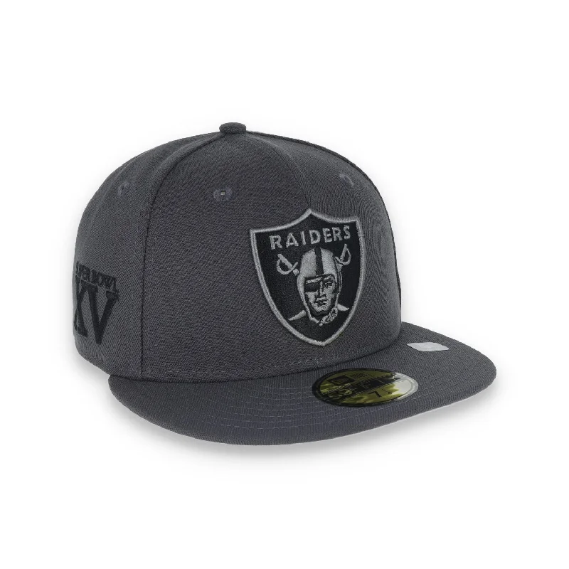 Active Lifestyle Hat-Las Vegas Raiders Shield Super Bowl XV Side Patch New Era 59Fifty Fitted-Grey/Black