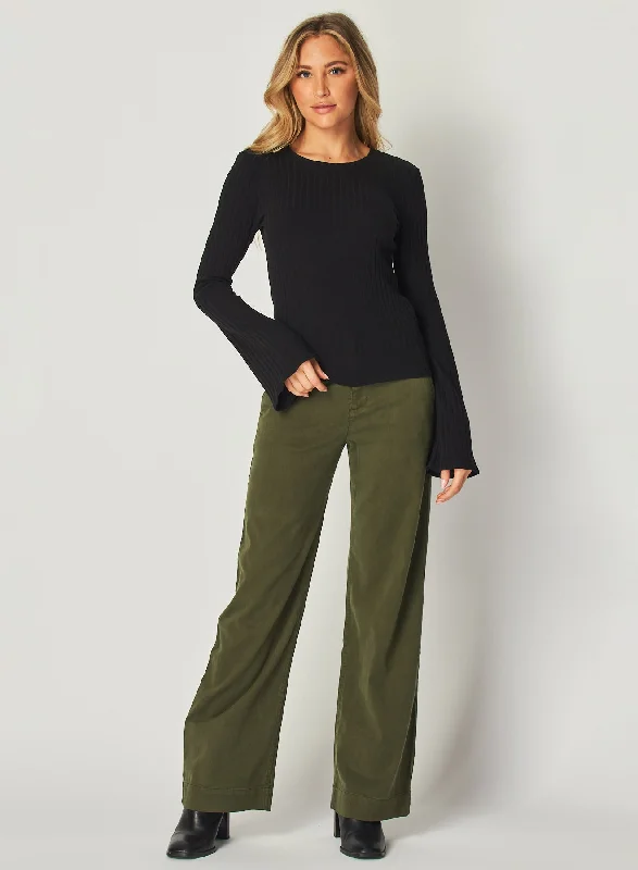 Street Style Pants-Sydney Wide Leg Pant - Italian Herb