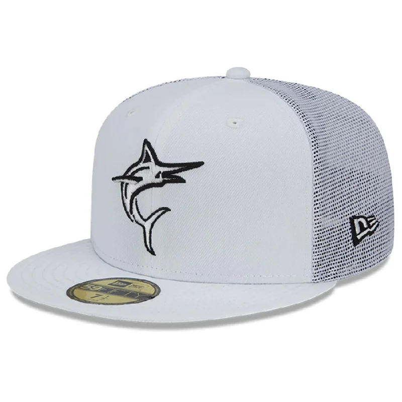 Retro Hat-Miami Marlins New Era 2022 Batting Practice 59FIFTY Fitted Hat - White