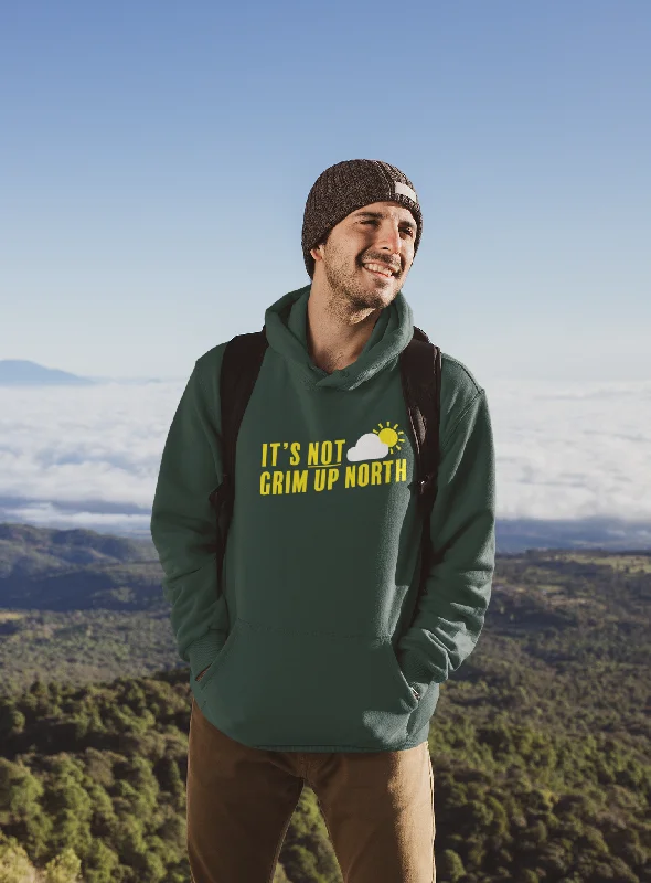 Hoodie with Pockets-It's Not Grim Up North Forest Green Hoodie