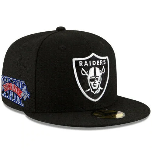 Cold Weather Hat-NEW ERA LAS VEGAS RAIDERS XVIII SUPERBOWL PATCH 59FIFTY FITTED HAT