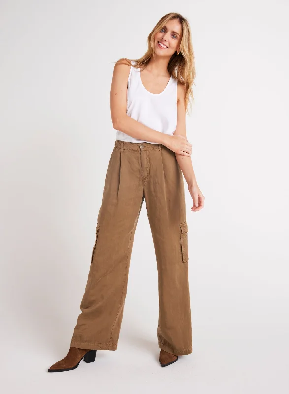 Sportswear Pants-Jules Pleated Wide Leg - Topaz Brown