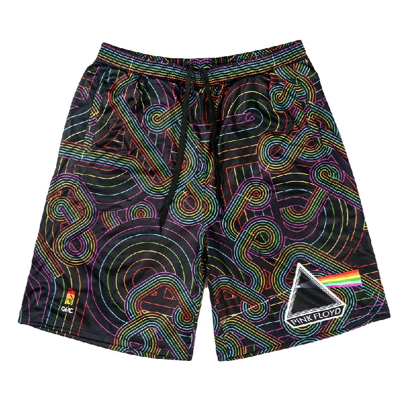 Trendy Shorts-Pink Floyd DSOTM V2 Black Rainbow Mesh Shorts